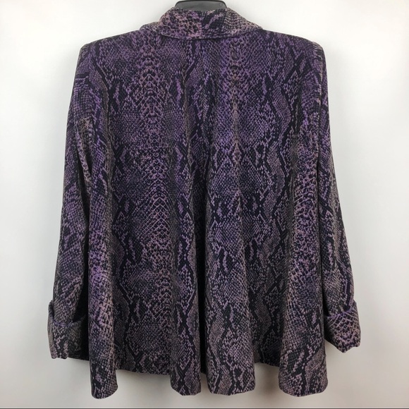 VINTAGE Purple Snakeskin Print Velvet Swing Coat - Picture 6 of 8